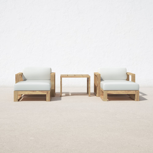 AllModern Cambridge Teak 2 Person Outdoor Seating Group with Cushions